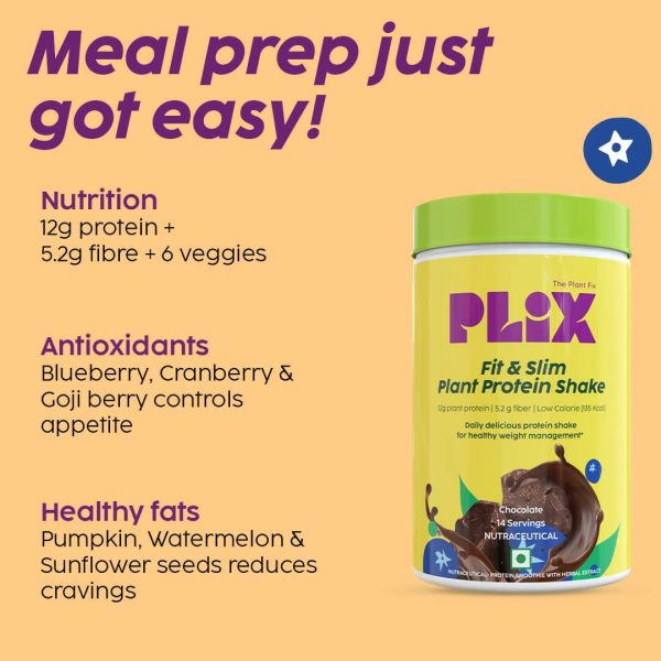 PLIX The Plant Fix Fit & Slim Smoothie Plant Protien Shake Powder - Chocolate Discount