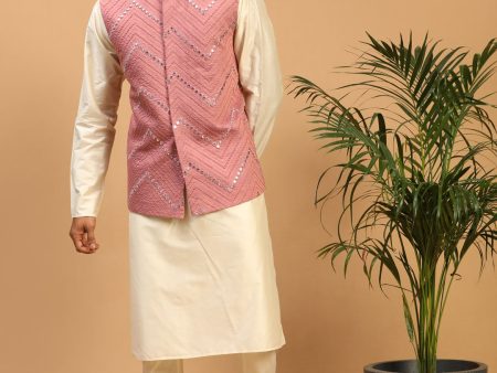 Shrestha By Vastramay Men s Onion Viscose Jacket, Kurta And Pyjama Set Cheap