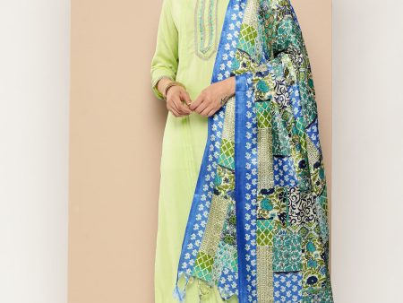 KSUT (House of Varanga) Green Kurta With Lace Embellishment Paired With Straight Pant And Dupatta Cheap