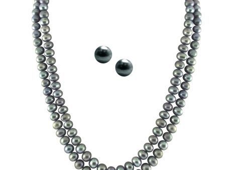 J Pearls 2 String Grey Pearl Set - Real Pearl Jewelry Online Hot Sale