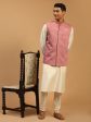 Shrestha By Vastramay Men s Onion And Cream Viscose Jacket, Kurta And Pyjama Set Online Sale