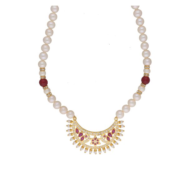 J Pearls Qayanat 1 Line Oval Pearl Necklaces - Real Pearl Jewelry Online Sale