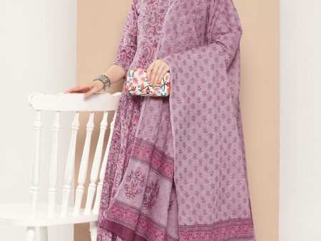 NOZ2TOZ Women Lavender Floral Printed Kurta With Trouser And Dupatta Online now