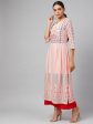 NOZ2TOZ Peach-Coloured & Red Printed Kurta Discount