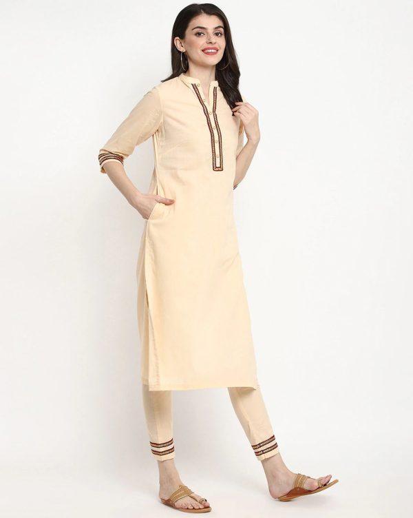 NOZ2TOZ Peach-Coloured Ethnic Motifs Printed Kurta With Trousers & Dupatta Sale