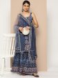 KSUT (House of Varanga) Blue Color Strap Style Digital Printed Kurta With Printed Sharara And Net Dupatta Online Sale