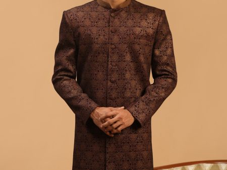 Shrestha By Vastramay Men s Maroon Silk Blend Sherwani Only Top For Sale