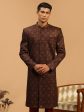 Shrestha By Vastramay Men s Maroon Silk Blend Sherwani Only Top For Sale