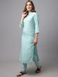 NOZ2TOZ Light Turquoise Blue Kurta Set For Sale