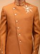 Shrestha By Vastramay Men s Mustard And Cream Silk Blend Sherwani Set For Cheap