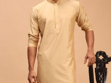 Shrestha By Vastramay Men s Rose Gold Viscose Kurta on Sale