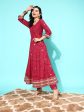 NOZ2TOZ Women Maroon Floral Printed Regular Gotta Patti Pure Cotton Kurta With Trousers & With Dupatta Discount