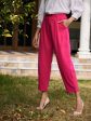 Lyush Women Fuchsia Stretch Knit Tapered Pants Sale