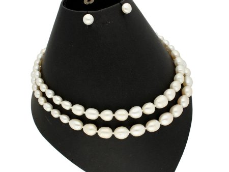 J Pearls 2 Lines Oval Pearl Necklace - Real Pearl Jewelry Discount