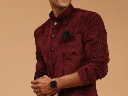 Shrestha By Vastramay Men s Maroon Velvet Jodhpuri Fashion