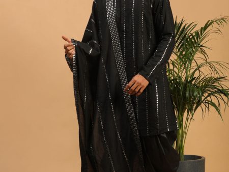 Shrestha By Vastramay Men s Black Viscose Kurta And Dhoti Set Online Hot Sale