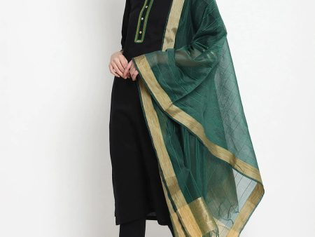 NOZ2TOZ Black & Green Kurta With Trousers & Dupatta Supply