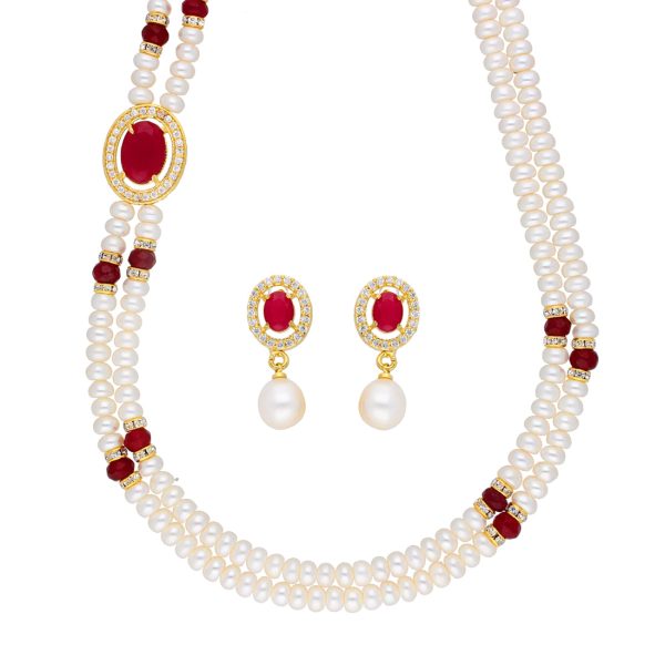 J Pearls Prominent 2 String Necklace Set - Real Pearl Jewelry Discount