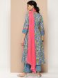 KSUT (House of Varanga) Blue Floral Printed Anarkali Kurta Paired With Printed Palazzo And Dupatta Hot on Sale