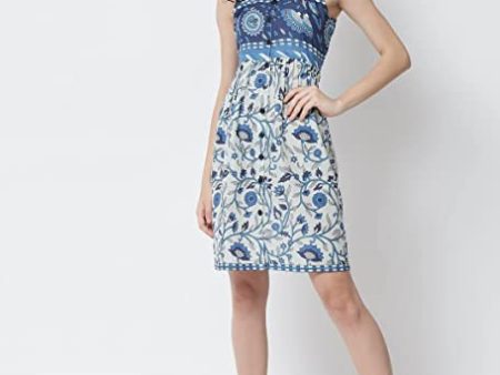 NOZ2TOZ Blue Floral Printed Dress on Sale