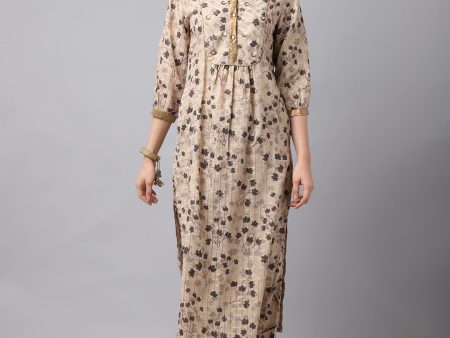 NOZ2TOZ Light Brown Kurta With Gold Simmer Detailing. Sale