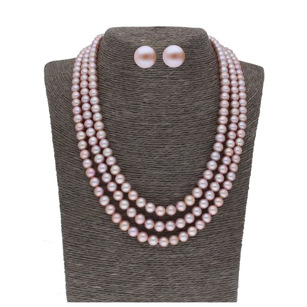 J Pearls 3 Line 8-9Mm Round Pearl Set - Real Pearl Jewelry Sale