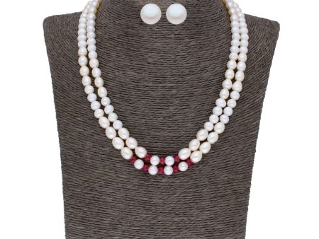 J Pearls 2 Line 5-6Mm Oval Pearl Set - Real Pearl Jewelry on Sale