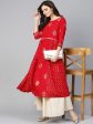 NOZ2TOZ Red & Golden Printed A-Line Kurta Online