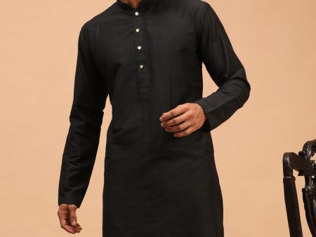 Shrestha By Vastramay Men s Black Viscose Kurta For Sale