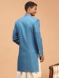 Shrestha By Vastramay Men s Turquoise Silk Blend Sherwani Only Top For Discount