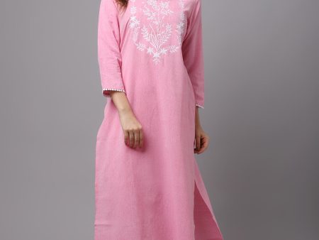 NOZ2TOZ Pastle Pink Embroidered Kurta Supply