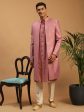 Shrestha By Vastramay Men s Onion Pink And Cream Viscose Sherwani Set on Sale