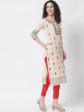 NOZ2TOZ Beige Ethnic Motifs Printed Block Print Cotton Kurta Supply