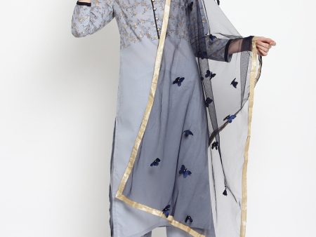 NOZ2TOZ Grey Printed Kurta With Palazzos & Dupatta Online Hot Sale