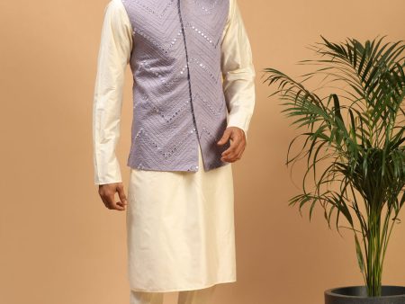 Shrestha By Vastramay Men s Purple Viscose Jacket, Kurta And Pyjama Set Supply