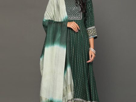 NOZ2TOZ Women s Ethnic Motifs Printed Sequined Zari Kurta with Trousers & Dupatta Hot on Sale