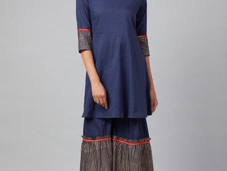 NOZ2TOZ Navy Blue Solid Kurta Online Hot Sale