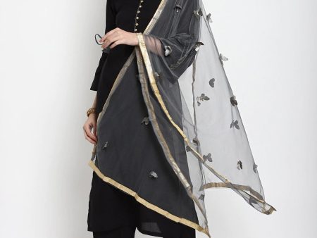 NOZ2TOZ Black Floral Kurta With Trousers & Dupatta Discount