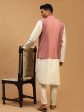 Shrestha By Vastramay Men s Onion And Cream Viscose Jacket, Kurta And Pyjama Set Online Sale