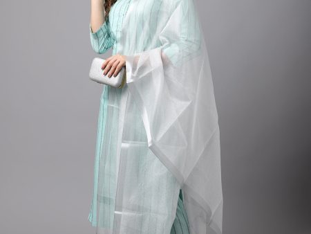 NOZ2TOZ Light Turquoise Blue Kurta Set Sale