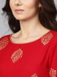 NOZ2TOZ Red & Golden Printed A-Line Kurta Online