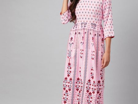 NOZ2TOZ Women Pink Ethnic Motifs Kurta Online now