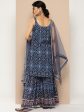 KSUT (House of Varanga) Blue Color Strap Style Digital Printed Kurta With Printed Sharara And Net Dupatta Online Sale