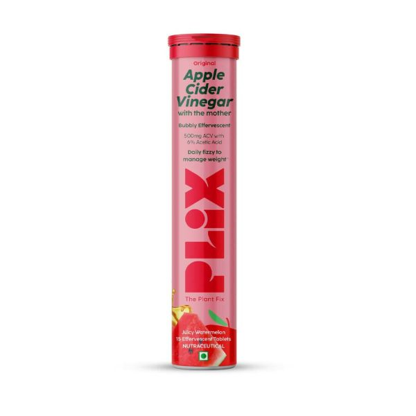 PLIX The Plant Fix Apple Cider Vinegar Effervescent Tablet with Mother - Juicy Watermelon Hot on Sale