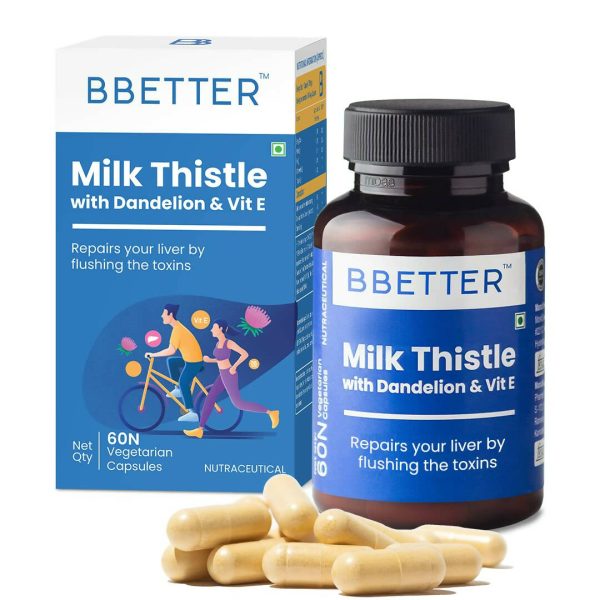 BBETTER Milk Thistle Liver Detox Capsules with Dandelion & Vitamin E Online now