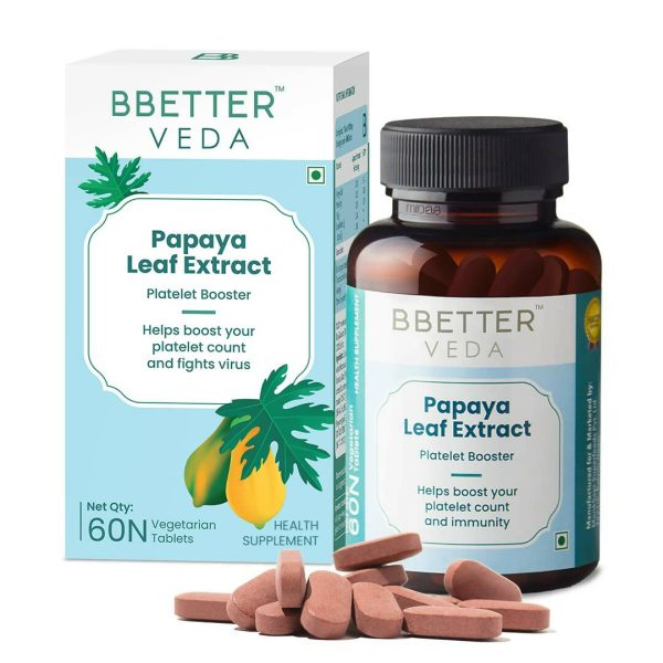 BBETTER Veda Papaya Leaf Extract Platelet Booster Tablets Discount