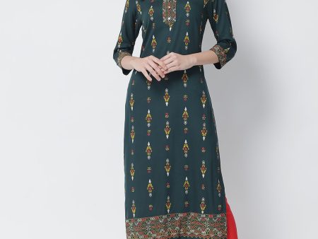 NOZ2TOZ Mustard Yellow Ethnic Motifs Striped Keyhole Neck Mirror Work Block Print Kurta Online Hot Sale