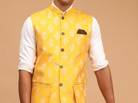 Shrestha By Vastramay Men s Yellow - Nehru Jacket Supply