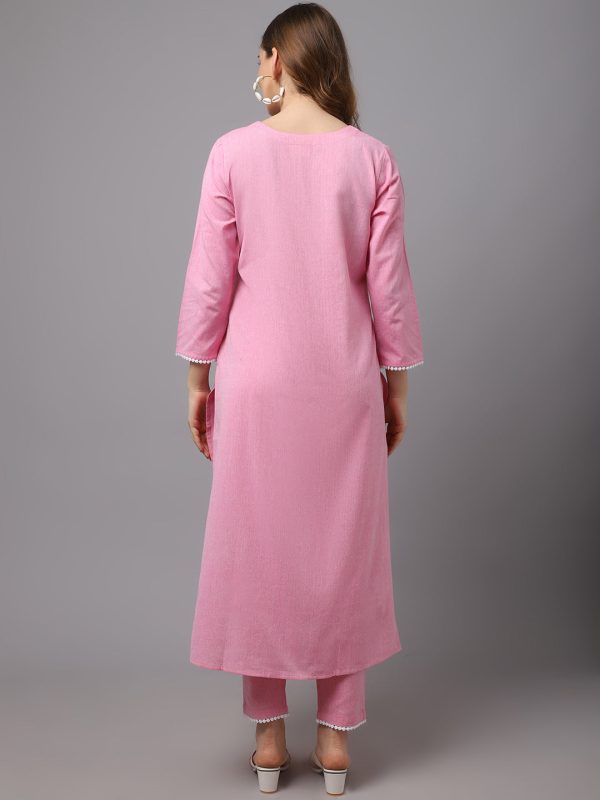 NOZ2TOZ Pastle Pink Embroidered Kurta Supply