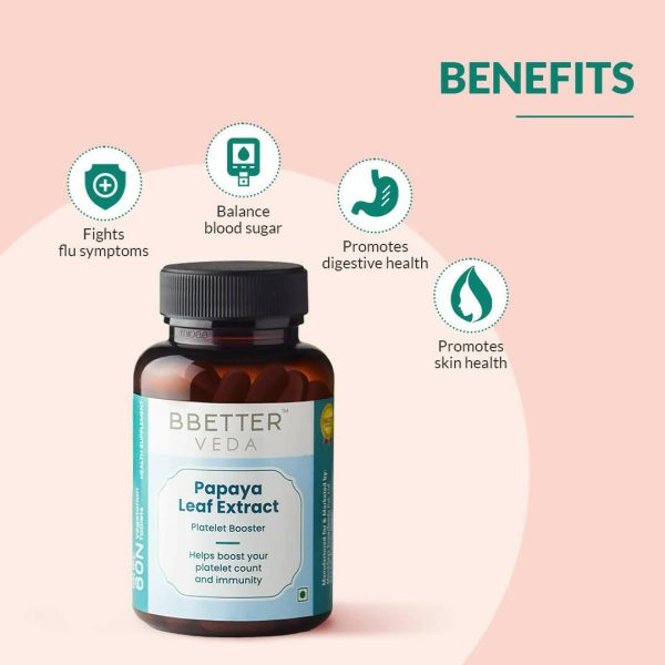 BBETTER Veda Papaya Leaf Extract Platelet Booster Tablets Discount